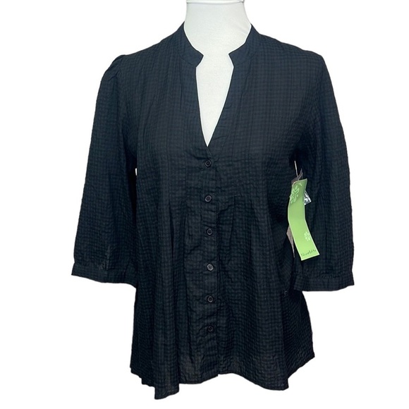 Nicolette Blue Square Design Blouse - Picture 1 of 5